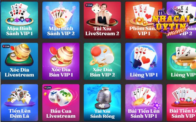 Game bài Xo88 đa dạng thể loại game