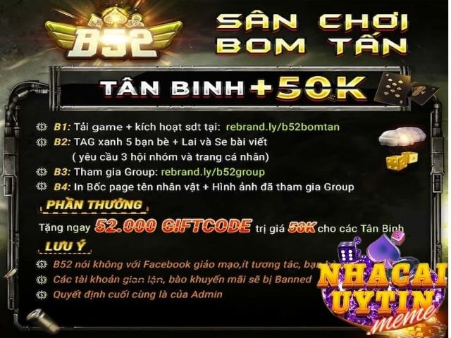 Khuyến mãi B52 cho tân binh cực hấp dẫn