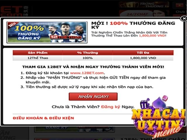 Khuyến mãi 12bet hấp dẫn tại nhà cái