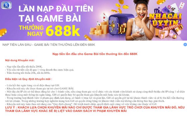 Khuyến mãi Gi8 dành cho game bài