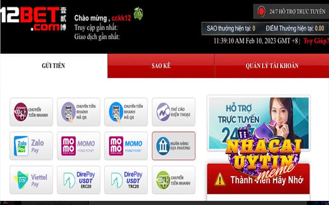 Nạp tiền 12bet