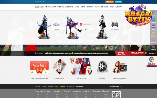 Sảnh game E-sports xanh chín tại Kubet