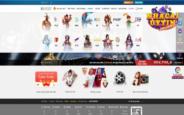 Sảnh slot nổ hũ tại Kubet