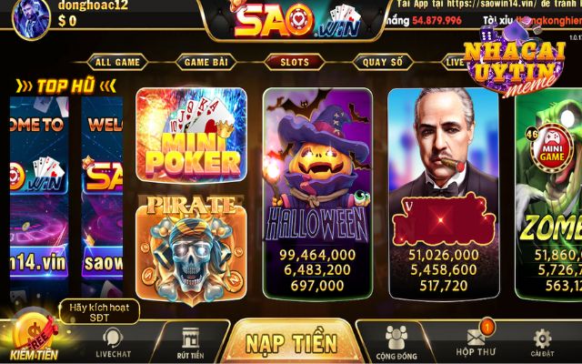 Trò chơi slot Saowin hấp dẫn